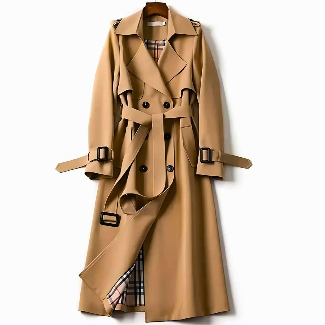 Molvana - Women's Belted Trench Coat - 14:365458#1;5:361385