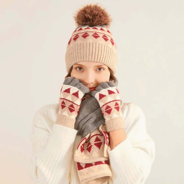 Molvana - Cashmere 3 - Piece Winter Set - 14:193#red;200000934:203322820;200007763:201336100;5:4181#54 - 58cm