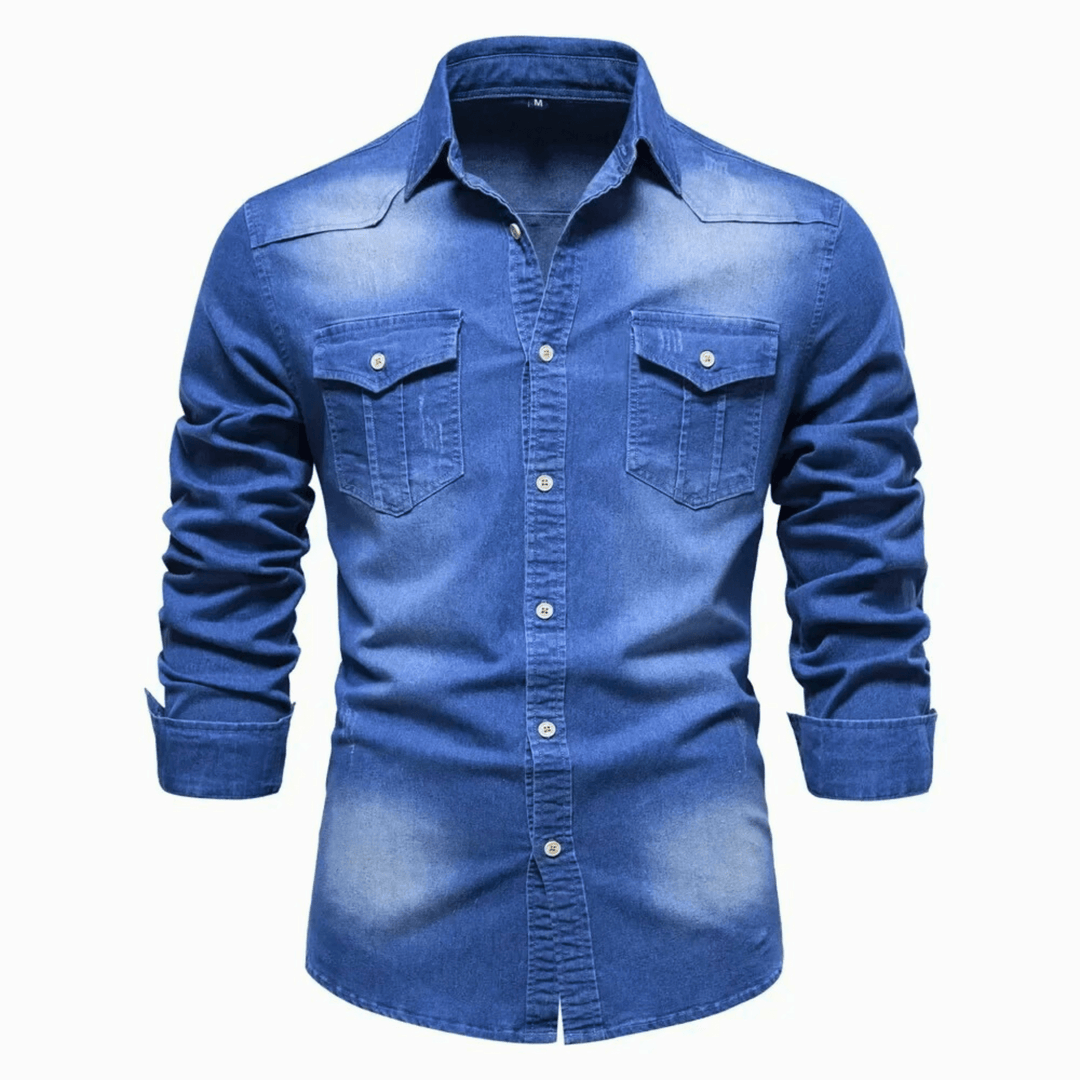 Molvana - DenimCraft Long Sleeve Shirt - 14:173#MiddleBlue;5:4182#USA M 60 - 70 kg