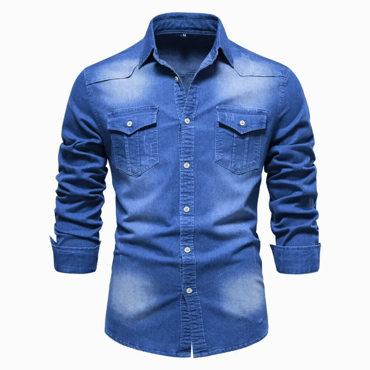 Molvana - DenimCraft Long Sleeve Shirt - 14:173#MiddleBlue;5:4182#USA M 60 - 70 kg
