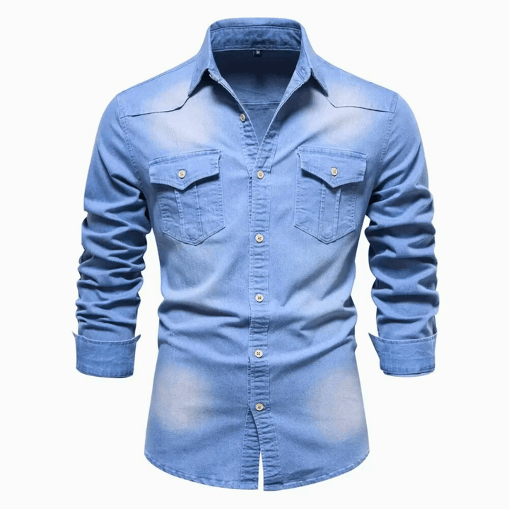 Molvana - DenimCraft Long Sleeve Shirt - 14:1254#LightBlue;5:4182#USA M 60 - 70 kg