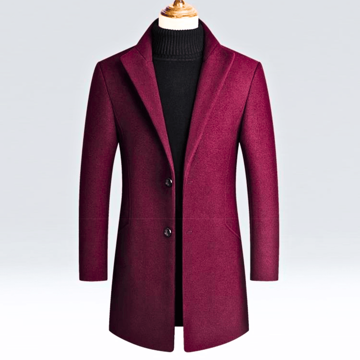 Molvana - Imperial Tailored Wool Overcoat - 14:496#Wine Red;5:200000990#4XL 90 - 100KG