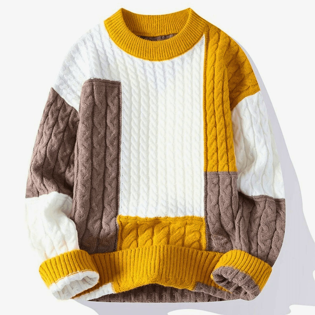 Molvana - Knitted Patchwork Pullover - 14:366;5:361386