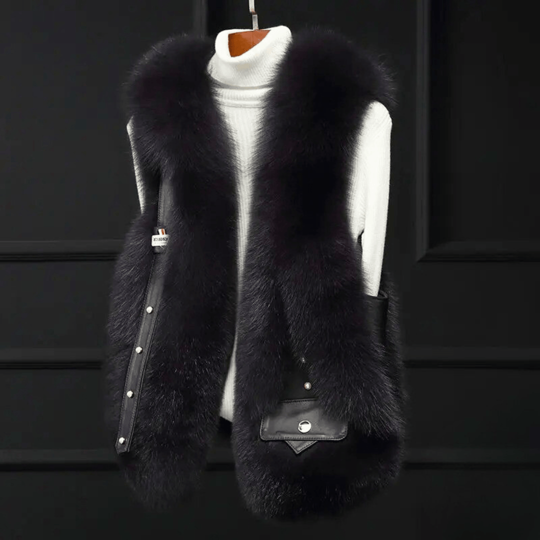 Molvana - Aurela Short Fur Jacket - 14:173#black vest;5:100014064