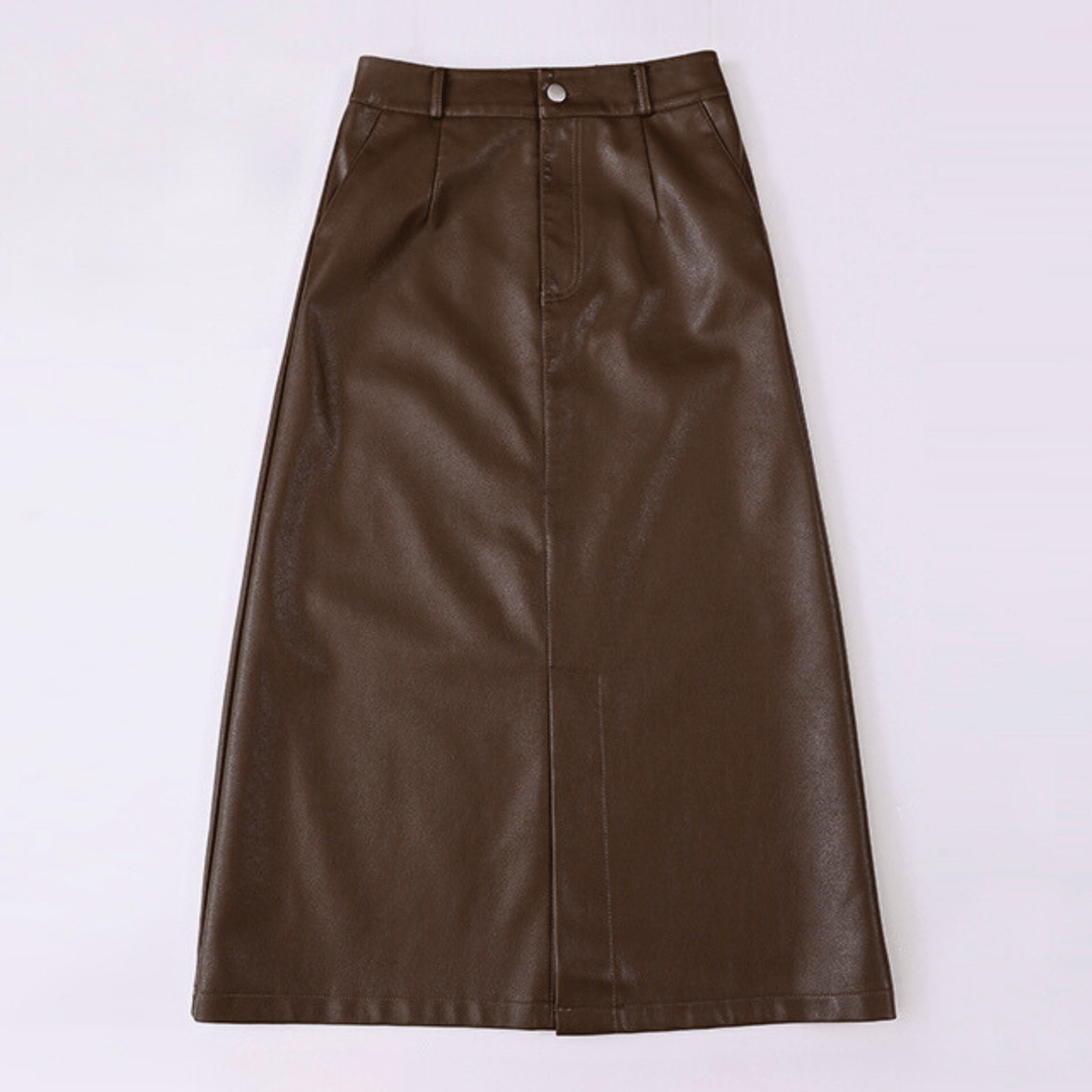 Molvana - Liora High - Waist Leather Skirt - 14:193#black;5:4183