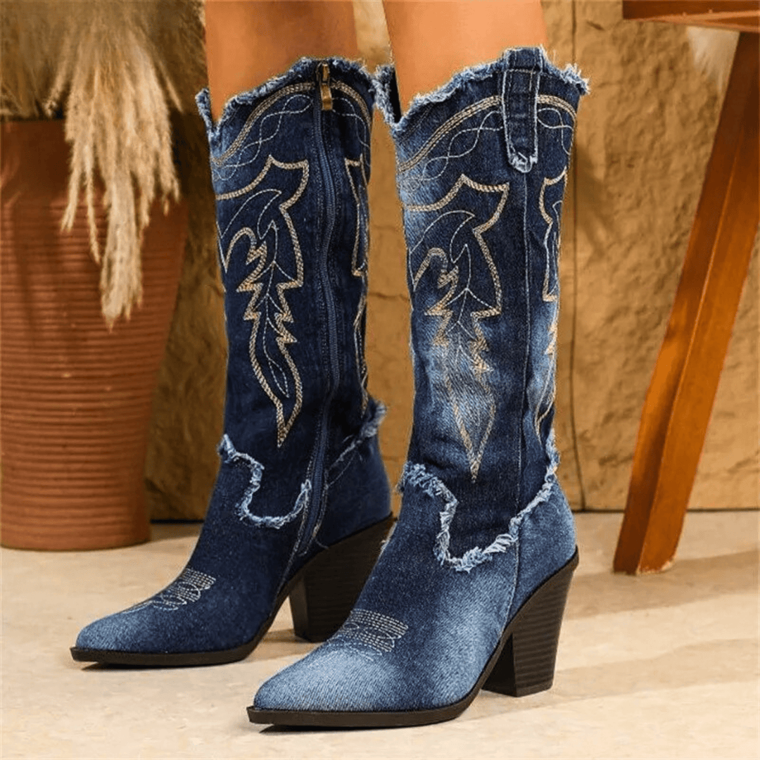 Molvana - Velora Denim Knee Boots - 000000000