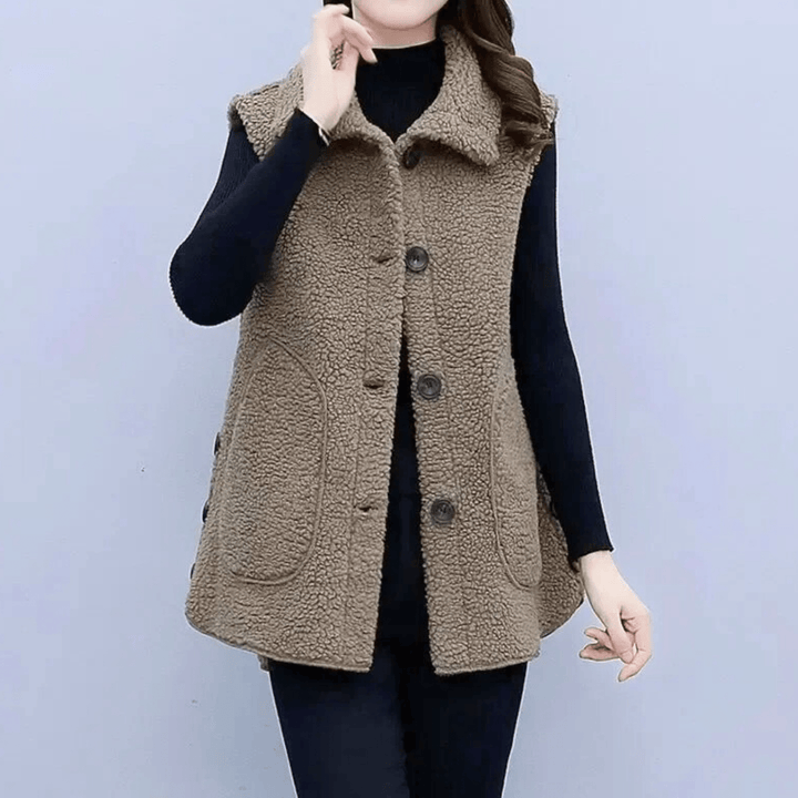 Molvana - Velvique Sleeveless Coat - 14:175#coffee color;5:200000991