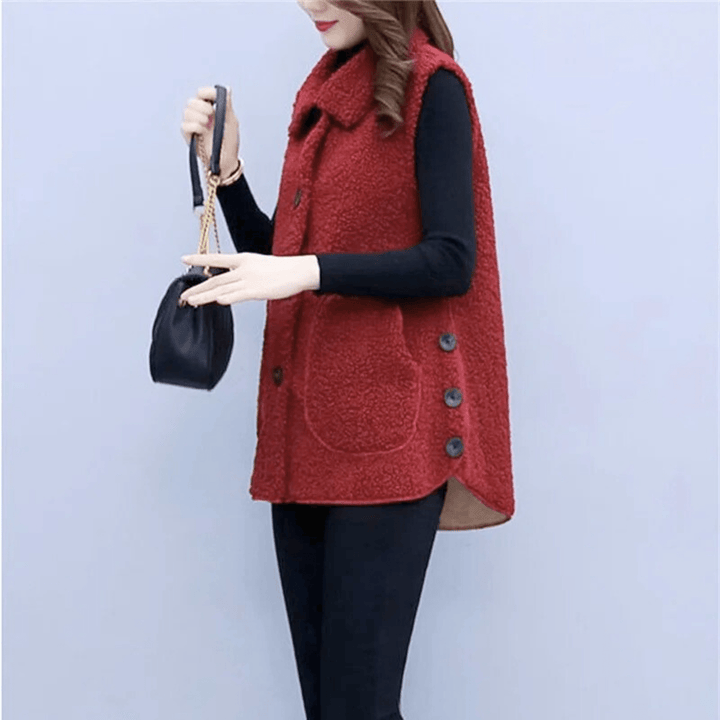 Molvana - Velvique Sleeveless Coat - 14:691#red;5:200000991