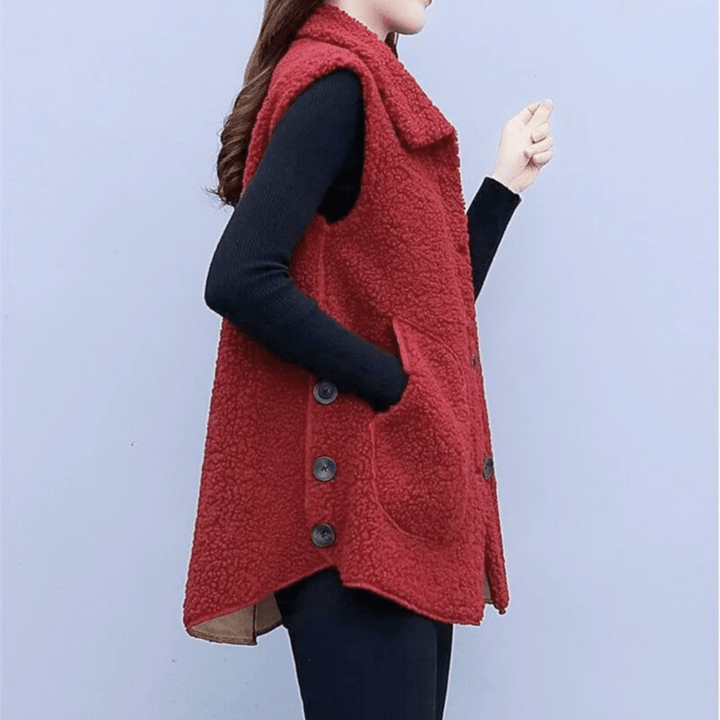 Molvana - Velvique Sleeveless Coat - 14:691#red;5:200000991