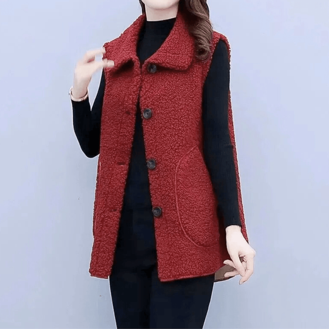 Molvana - Velvique Sleeveless Coat - 14:691#red;5:200000991