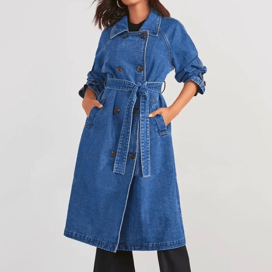 Molvana - VivaBelle Denim Trench Coat - 14:173#Blue;200007763:201336106;5:100014064