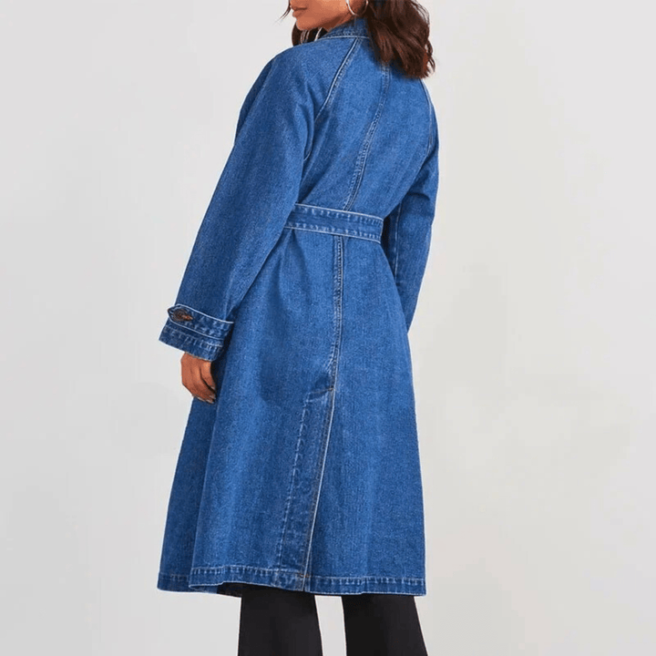 Molvana - VivaBelle Denim Trench Coat - 14:173#Blue;200007763:201336106;5:100014064