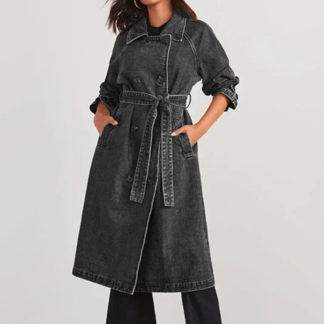 Molvana - VivaBelle Denim Trench Coat - 14:193#Black;200007763:201336100;5:100014064