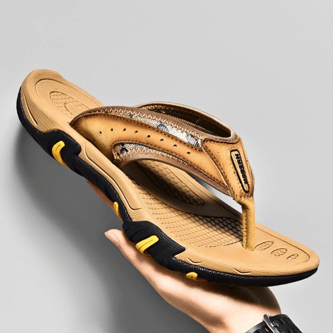 Nortvale - AeroStep Leather Slippers - 14:771#Khaki;200000124:200000898