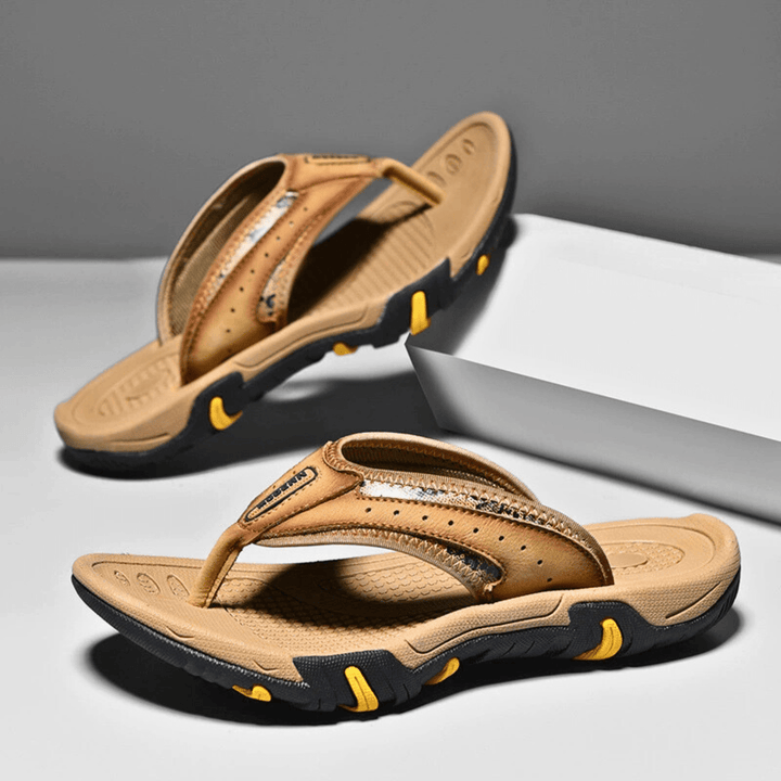 Nortvale - AeroStep Leather Slippers - 14:771#Khaki;200000124:200000898