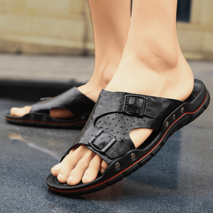 Nortvale - Anti - Slip Leather Slippers - 14:193#black;200000124:200000898