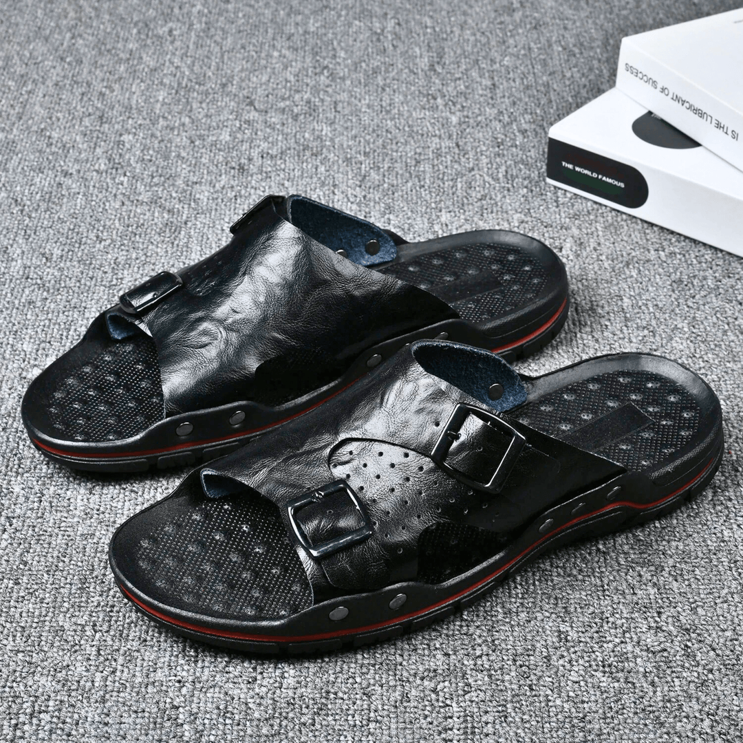 Nortvale - Anti - Slip Leather Slippers - 14:193#black;200000124:200000898