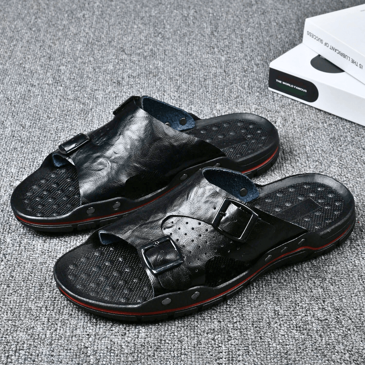 Nortvale - Anti - Slip Leather Slippers - 14:193#black;200000124:200000898