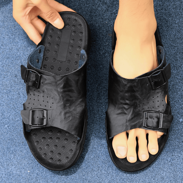 Nortvale - Anti - Slip Leather Slippers - 14:193#black;200000124:200000898