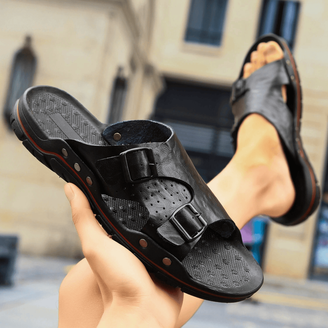 Nortvale - Anti - Slip Leather Slippers - 14:193#black;200000124:200000898