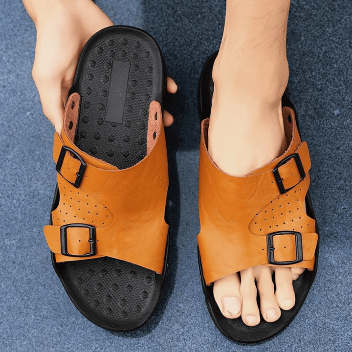 Nortvale - Anti - Slip Leather Slippers - 14:366#yellow;200000124:200000898