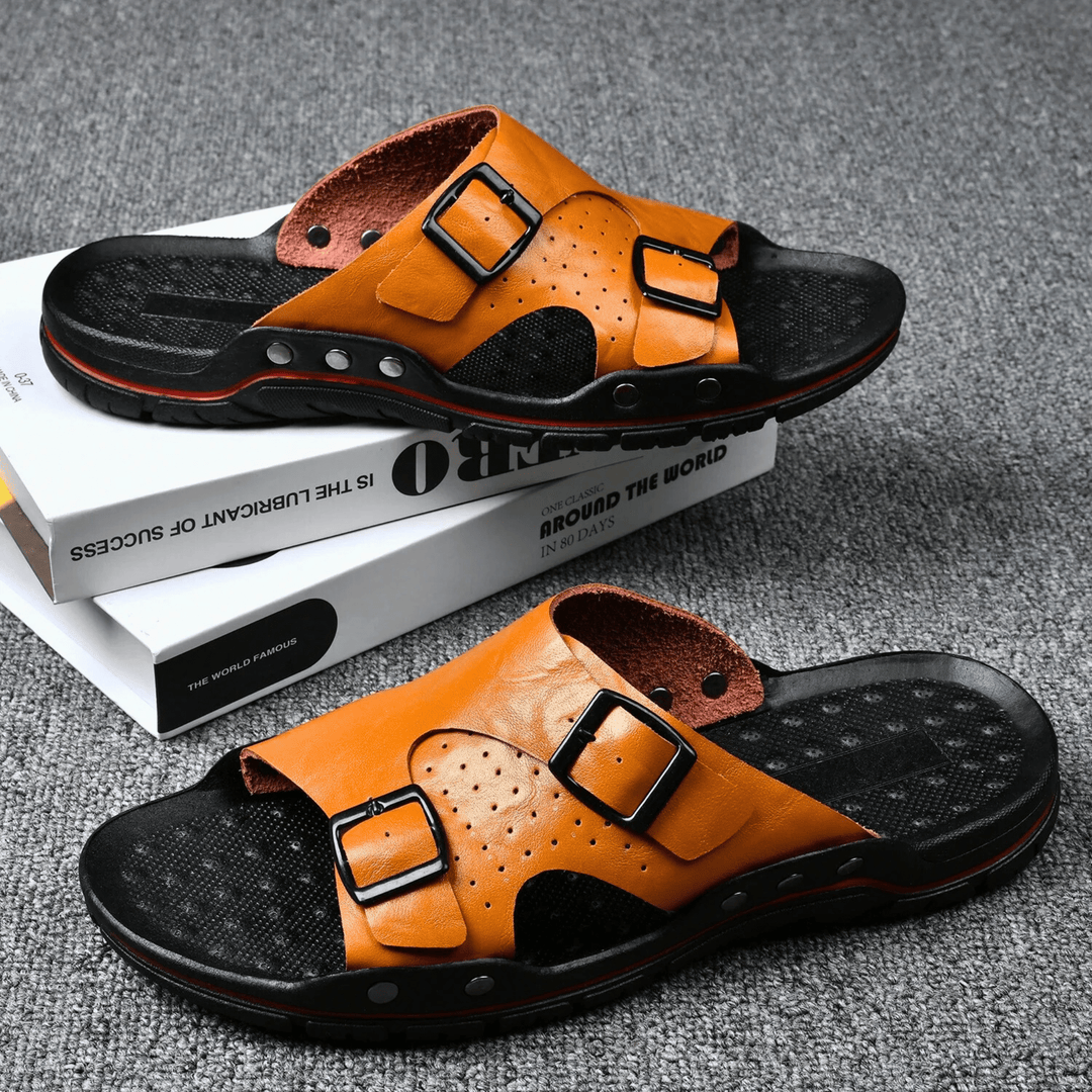 Nortvale - Anti - Slip Leather Slippers - 14:366#yellow;200000124:200000898