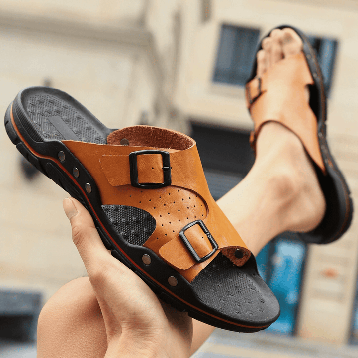 Nortvale - Anti - Slip Leather Slippers - 14:366#yellow;200000124:200000898