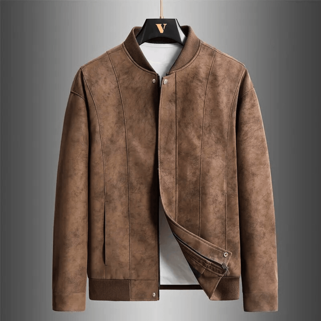Nortvale - Baseball Suede Leather Jacket - 14:200002130#BROWN;5:200661036