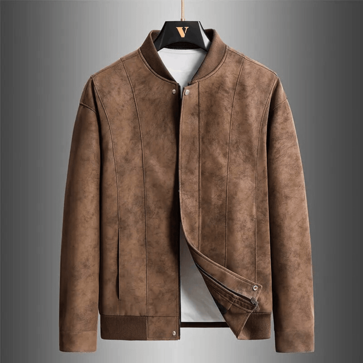 Nortvale - Baseball Suede Leather Jacket - 14:200002130#BROWN;5:200661036