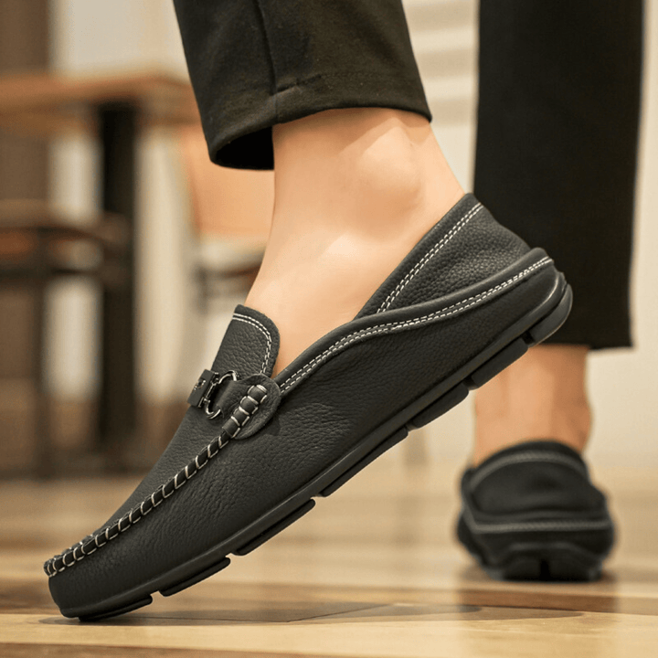 Nortvale - Buckle Genuine Leather Loafers - 14:193#Black;200000124:200000334