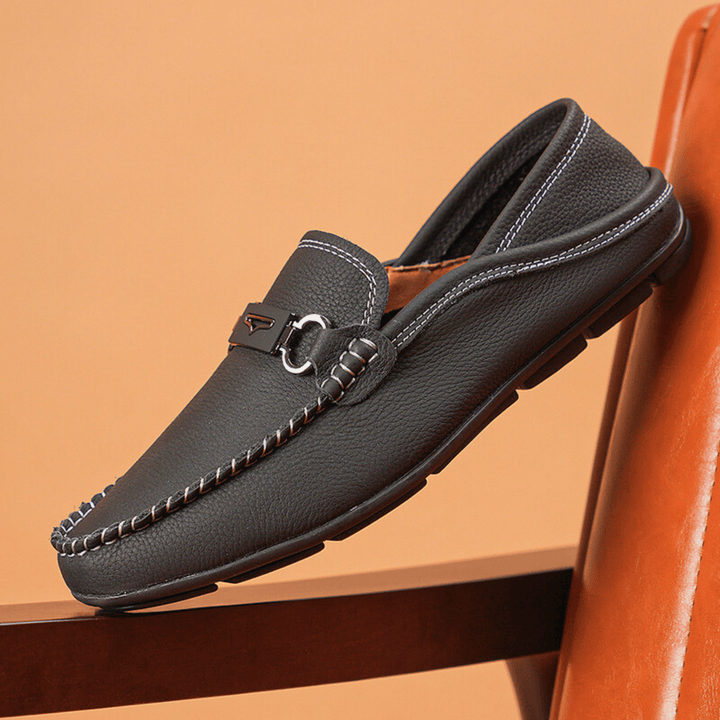 Nortvale - Buckle Genuine Leather Loafers - 14:193#Black;200000124:200000334