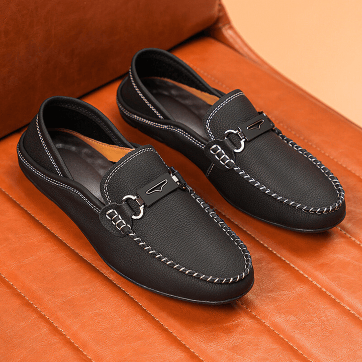 Nortvale - Buckle Genuine Leather Loafers - 14:193#Black;200000124:200000334