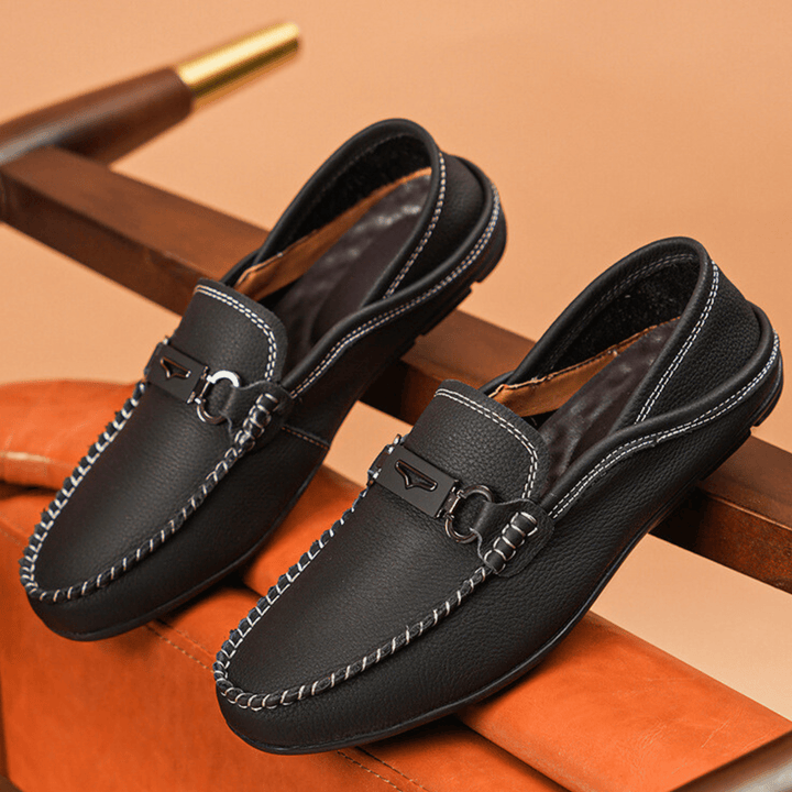 Nortvale - Buckle Genuine Leather Loafers - 14:193#Black;200000124:200000334