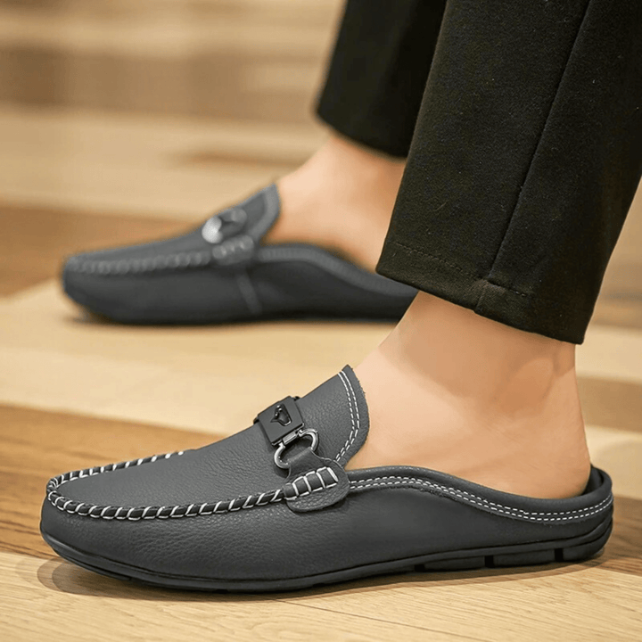 Nortvale - Buckle Genuine Leather Loafers - 14:365458#Grey blue;200000124:200000334