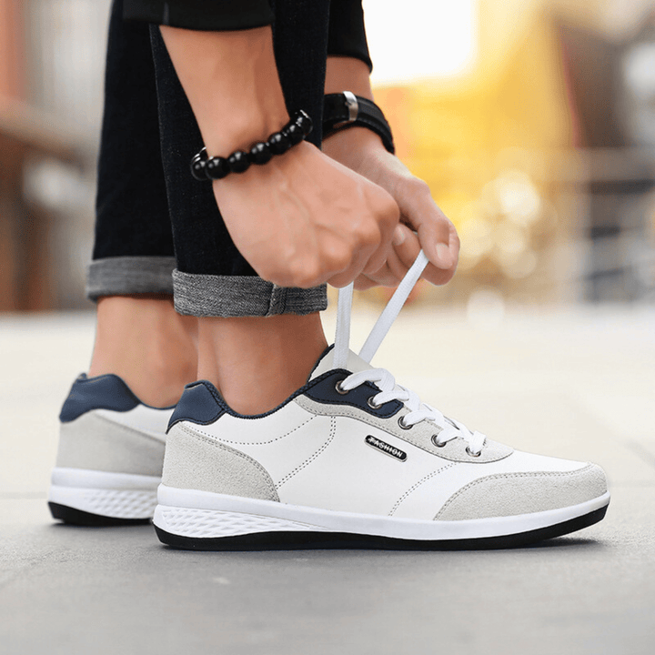 Nortvale - Casual Comfort Leather Sneakers - 14:365458#White grey;200000124:200000364