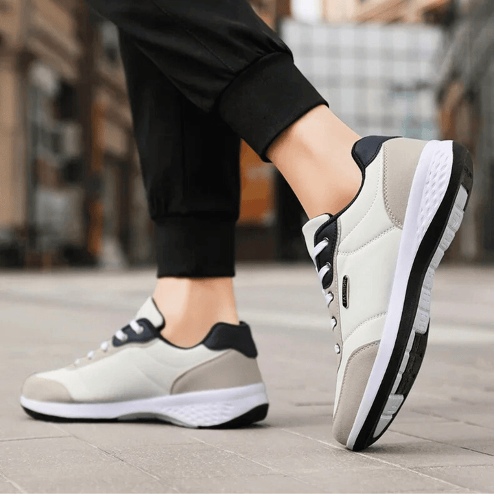 Nortvale - Casual Comfort Leather Sneakers - 14:365458#White grey;200000124:200000364