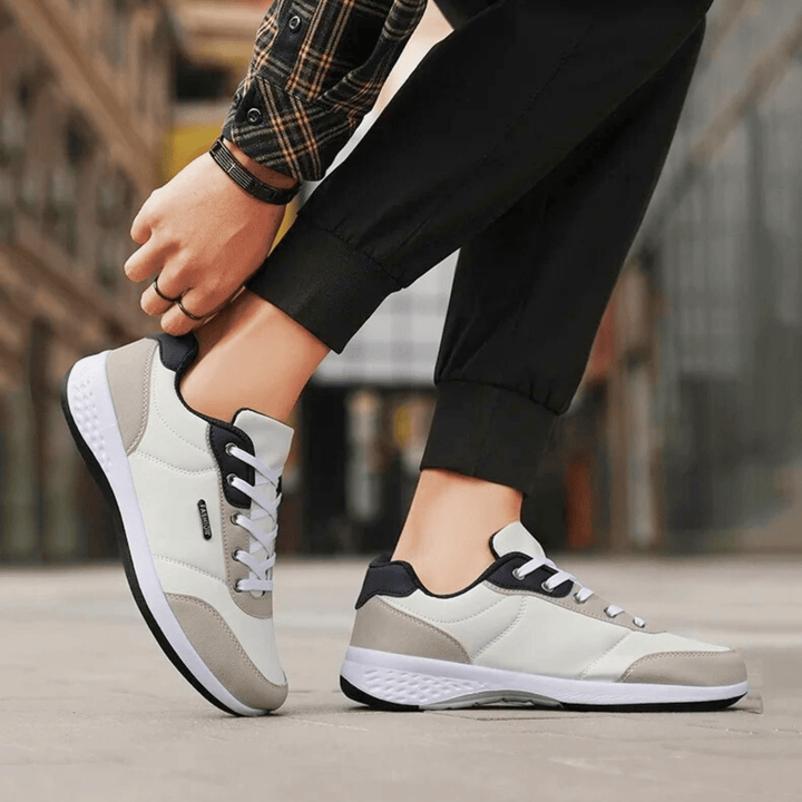 Nortvale - Casual Comfort Leather Sneakers - 14:365458#White grey;200000124:200000364