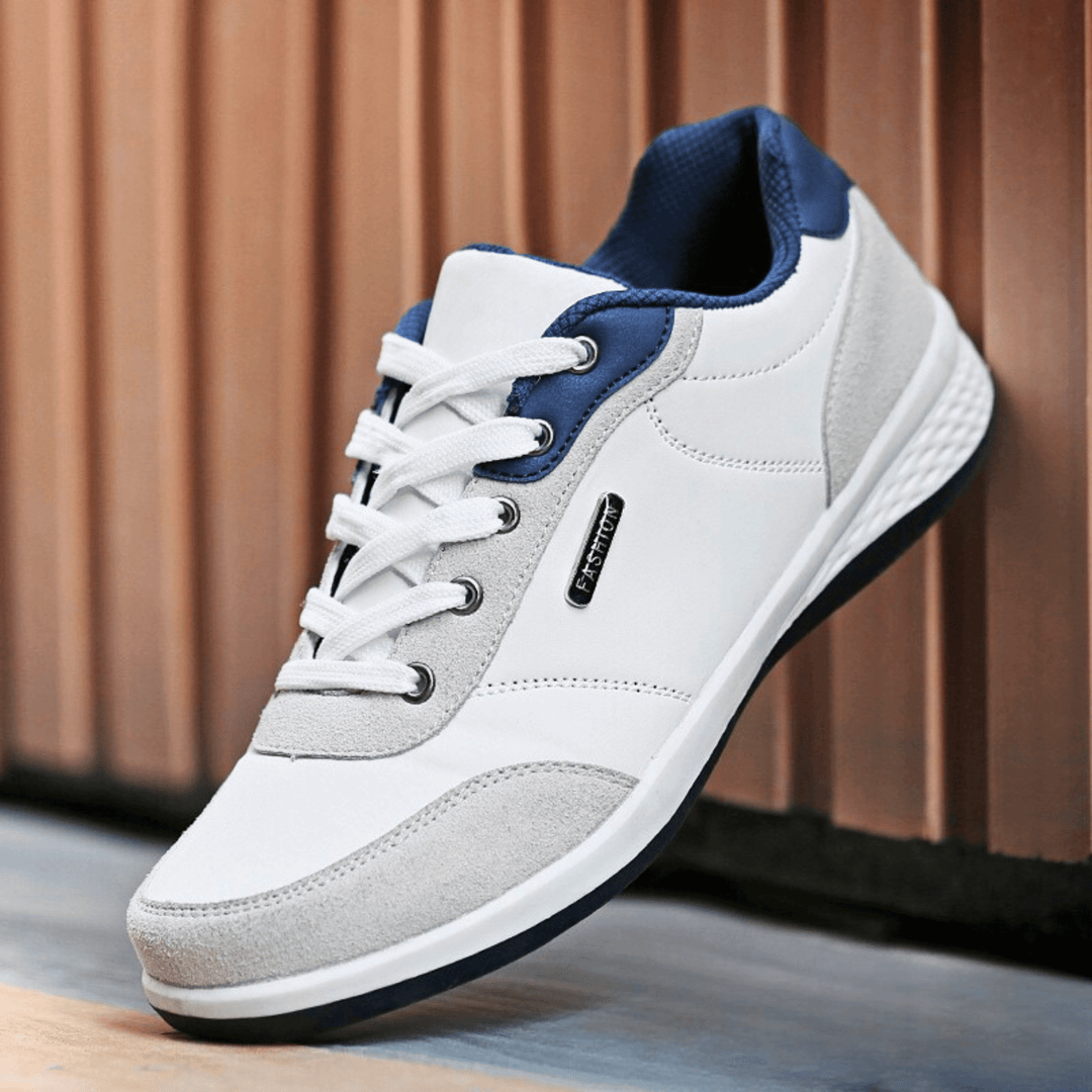 Nortvale - Casual Comfort Leather Sneakers - 14:365458#White grey;200000124:200000364