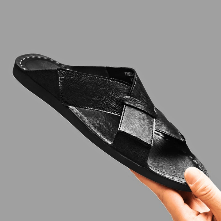 Nortvale - Casual Genuine Leather Slides - 14:193#Black;200000124:200000898