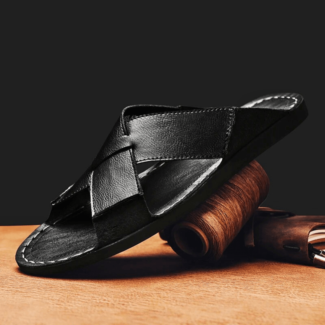 Nortvale - Casual Genuine Leather Slides - 14:193#Black;200000124:200000898