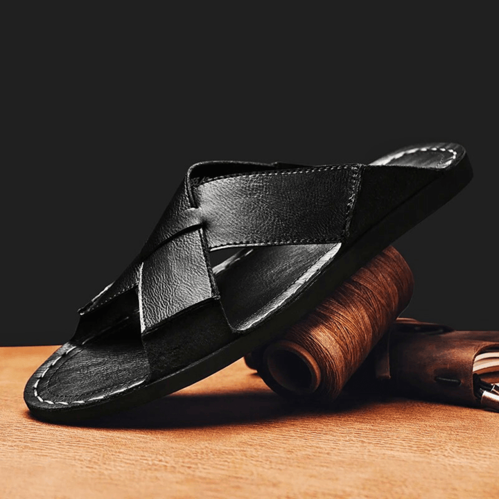 Nortvale - Casual Genuine Leather Slides - 14:193#Black;200000124:200000898