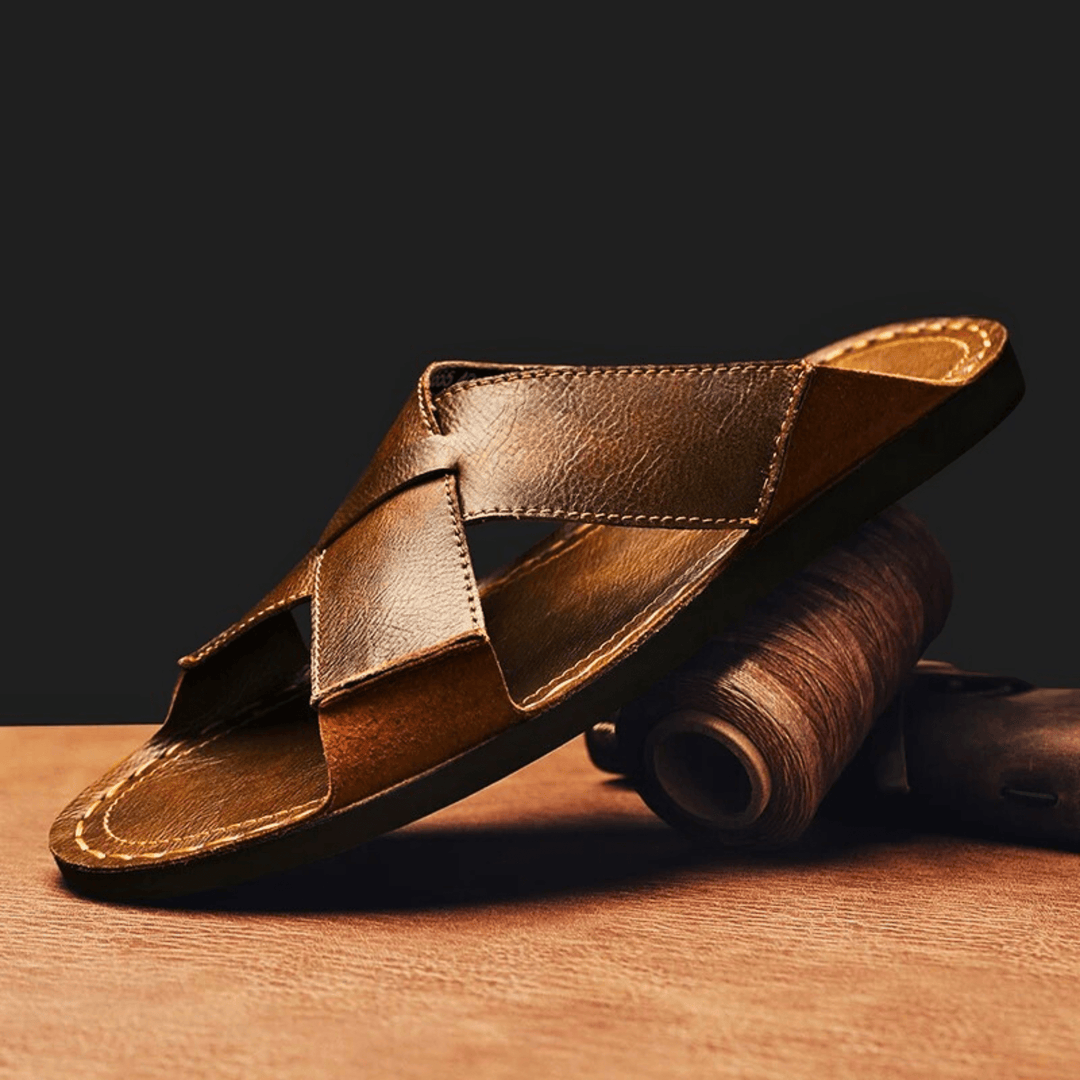 Nortvale - Casual Genuine Leather Slides - 14:365458#Brown;200000124:200000898
