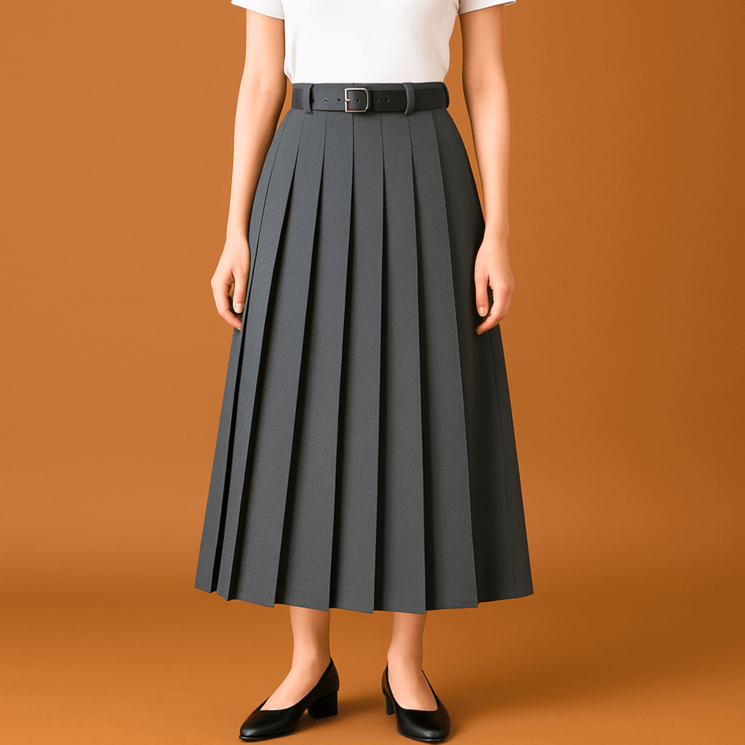 Nortvale - Chic Pleated High - Waist Belted Skirt - 000000000