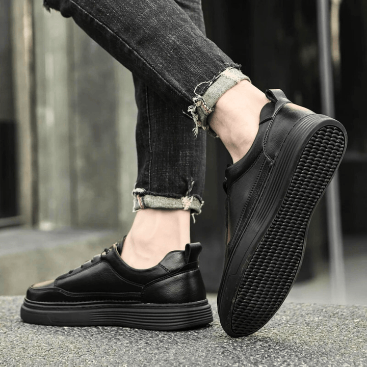 Nortvale - Classic Genuine Leather Sneakers - 14:193#Black1;200000124:200000334