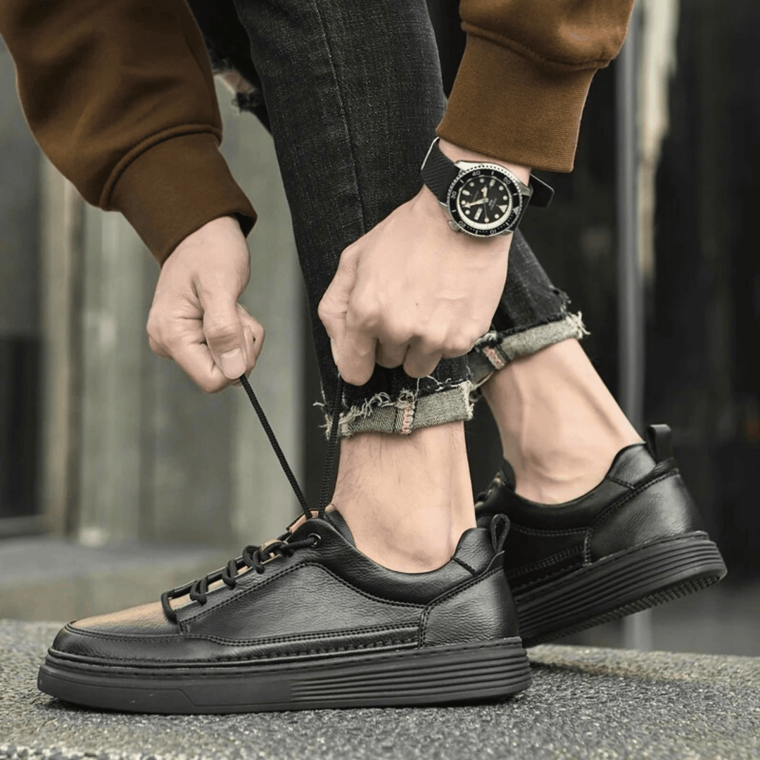 Nortvale - Classic Genuine Leather Sneakers - 14:193#Black1;200000124:200000334