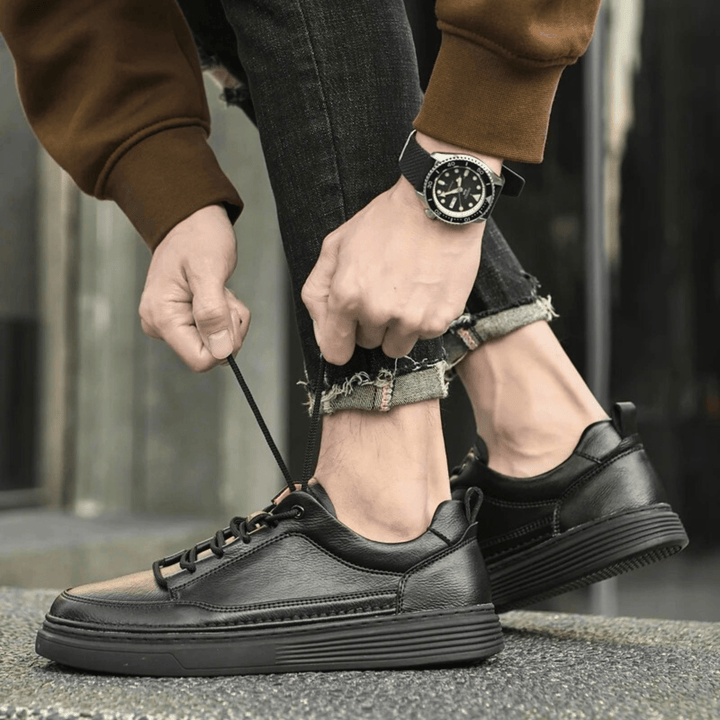 Nortvale - Classic Genuine Leather Sneakers - 14:193#Black1;200000124:200000334