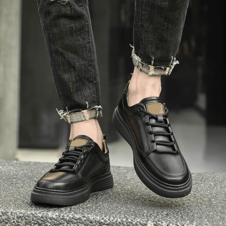 Nortvale - Classic Genuine Leather Sneakers - 14:193#Black1;200000124:200000334