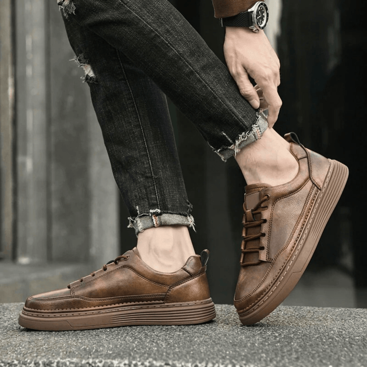 Nortvale - Classic Genuine Leather Sneakers - 14:365458#Brown1;200000124:200000334