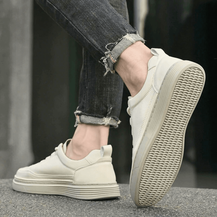 Nortvale - Classic Genuine Leather Sneakers - 14:771#Beige1;200000124:200000334