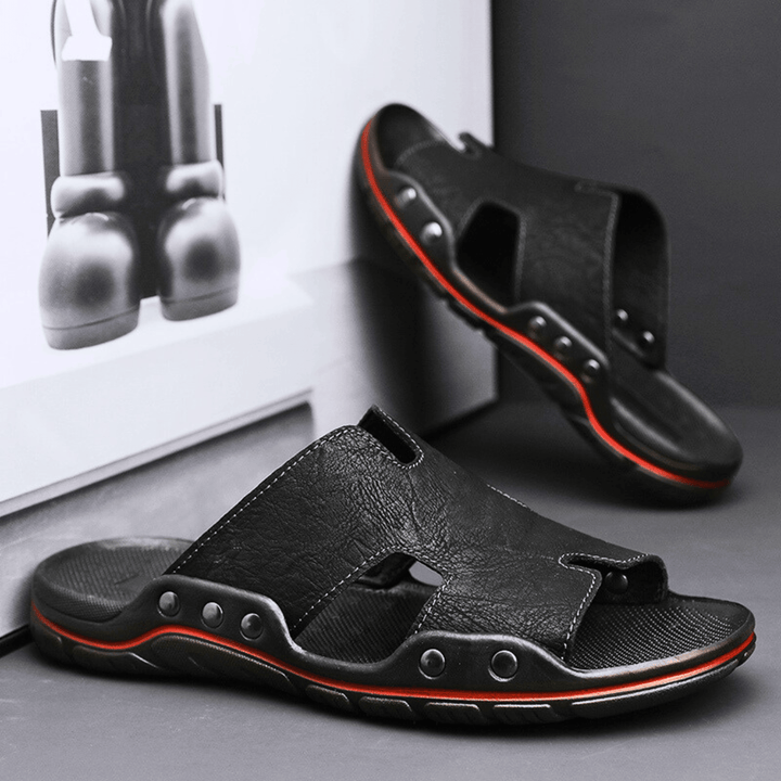 Nortvale - Classic Leather Slippers - 14:193#black;200000124:200000898